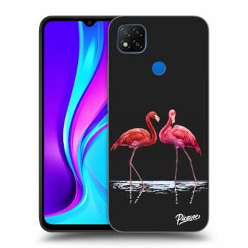 Picasee silikonový černý obal pro Xiaomi Redmi 9C - Flamingos couple
