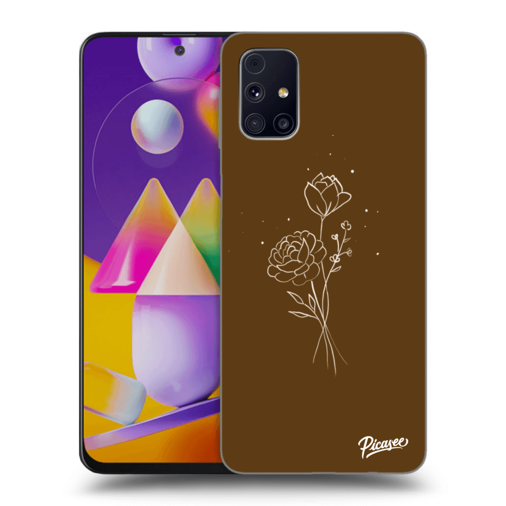 Picasee silikonový černý obal pro Samsung Galaxy M31s - Brown flowers
