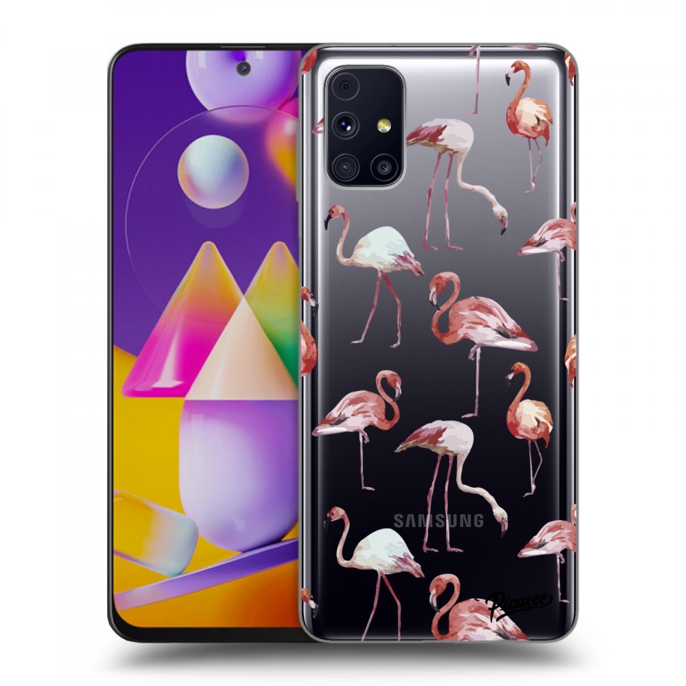 Picasee silikonový průhledný obal pro Samsung Galaxy M31s - Flamingos