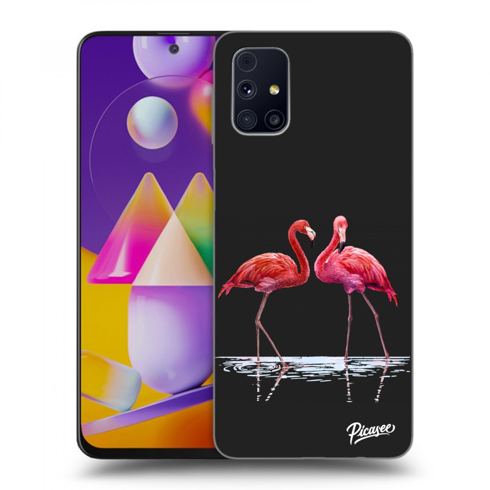 Picasee silikonový černý obal pro Samsung Galaxy M31s - Flamingos couple