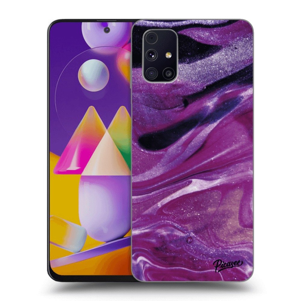 Picasee silikonový černý obal pro Samsung Galaxy M31s - Purple glitter