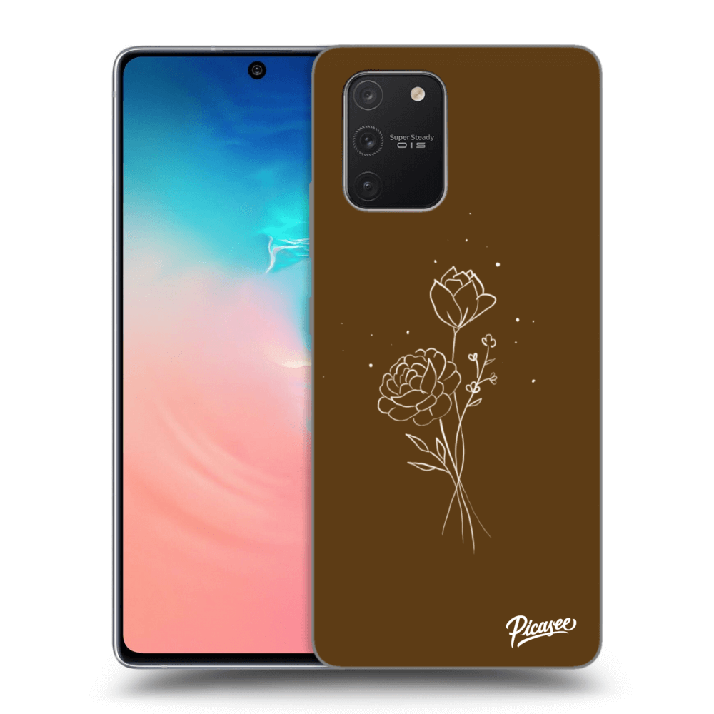 Picasee silikonový průhledný obal pro Samsung Galaxy S10 Lite - Brown flowers