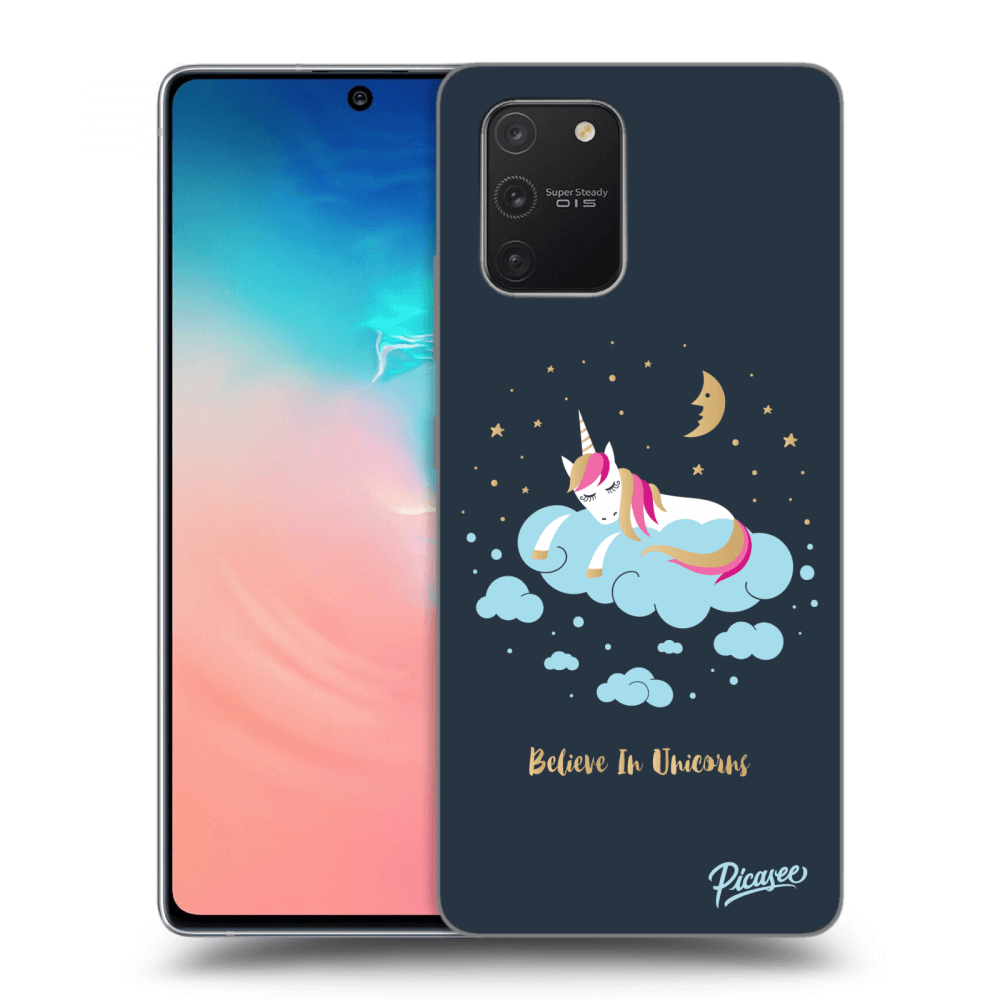 Picasee silikonový černý obal pro Samsung Galaxy S10 Lite - Believe In Unicorns