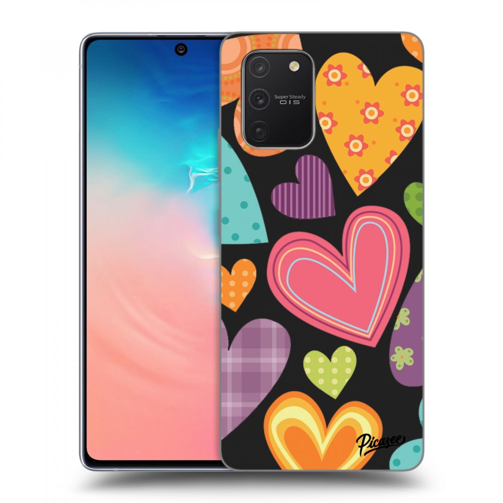 Picasee silikonový černý obal pro Samsung Galaxy S10 Lite - Colored heart