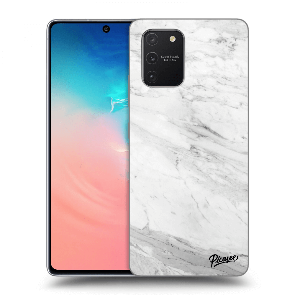 Picasee silikonový průhledný obal pro Samsung Galaxy S10 Lite - White marble