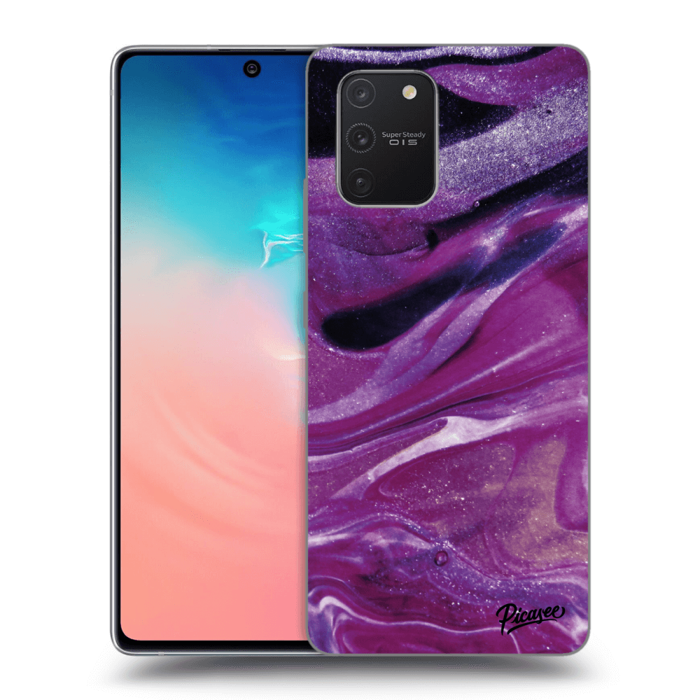 Picasee silikonový průhledný obal pro Samsung Galaxy S10 Lite - Purple glitter