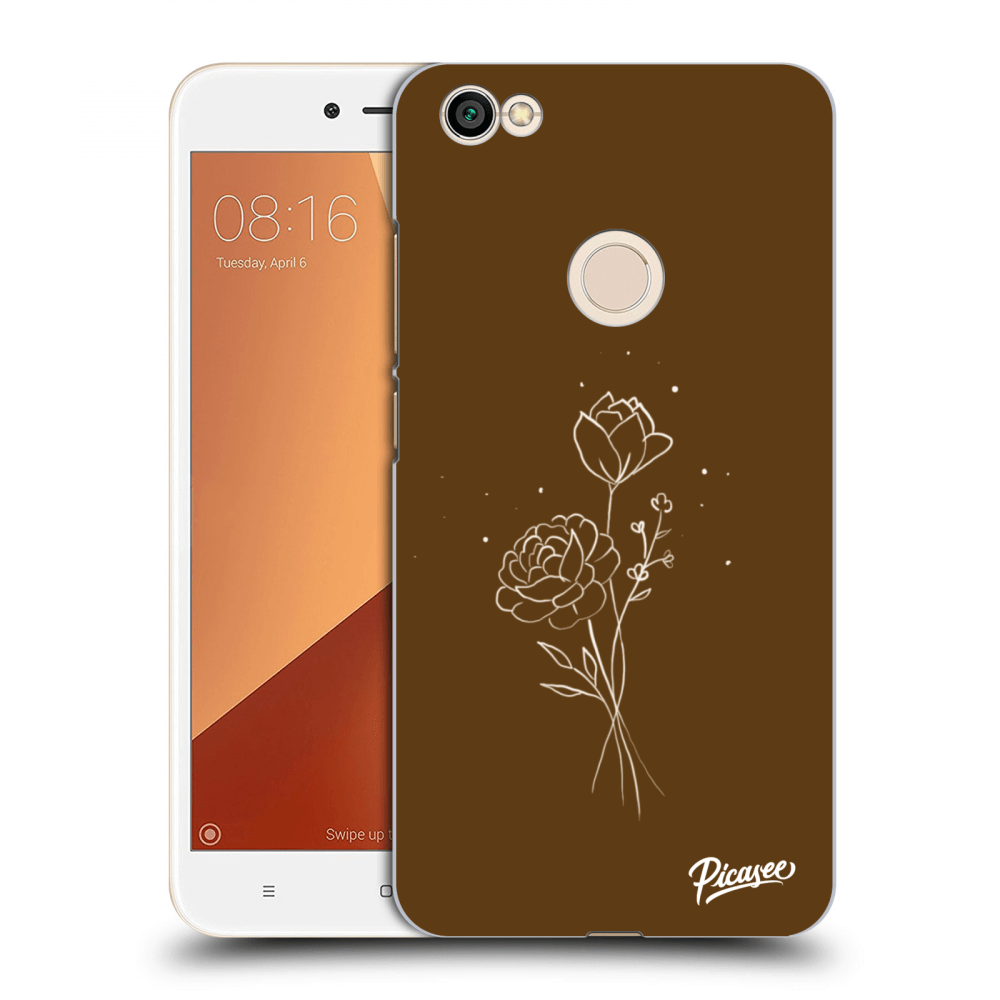 Picasee plastový černý obal pro Xiaomi Redmi Note 5A Prime - Brown flowers