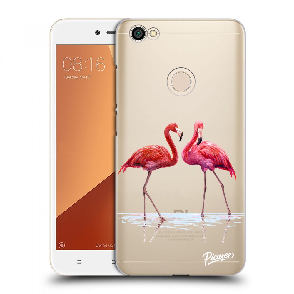 Picasee silikonový průhledný obal pro Xiaomi Redmi Note 5A Prime - Flamingos couple