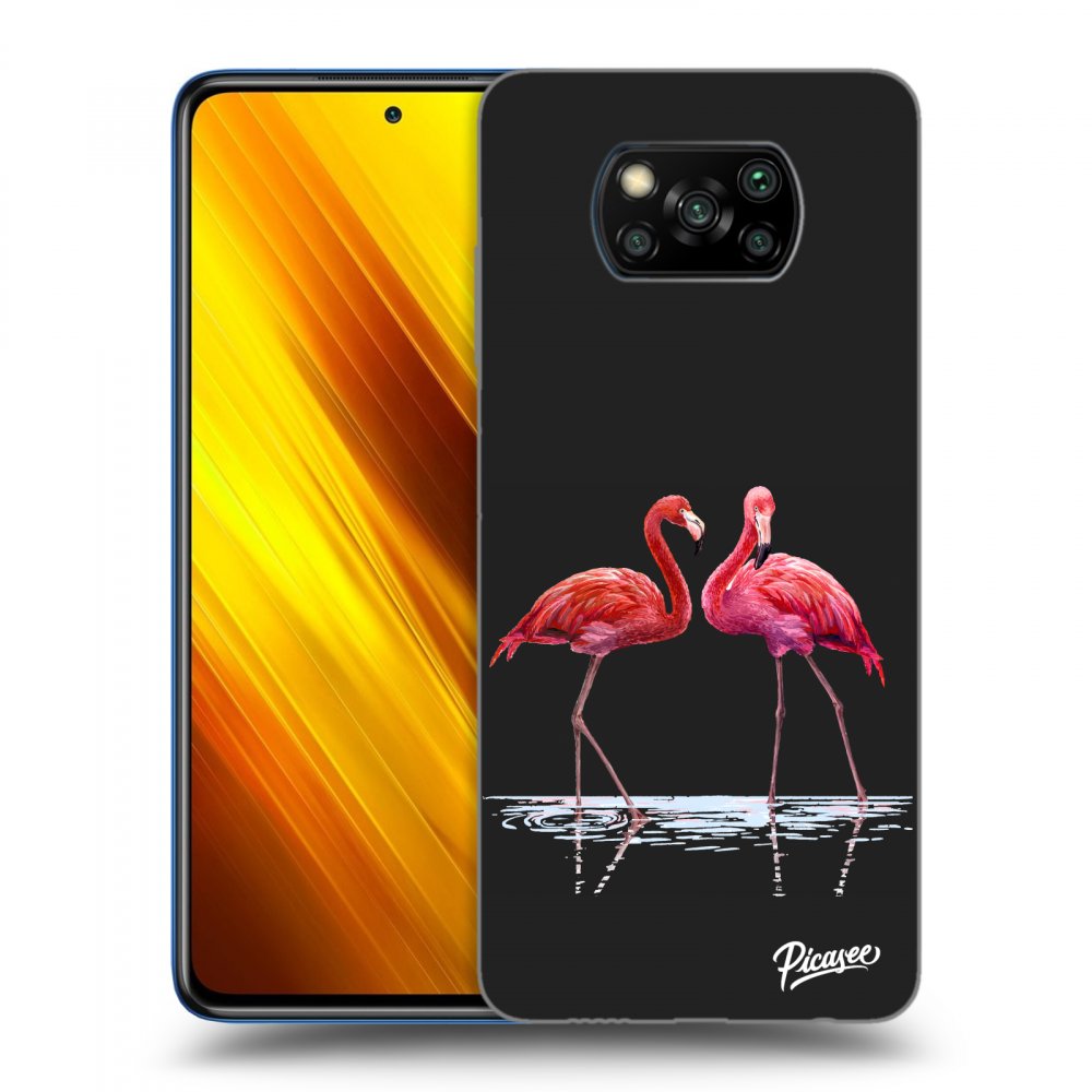 Picasee silikonový černý obal pro Xiaomi Poco X3 - Flamingos couple