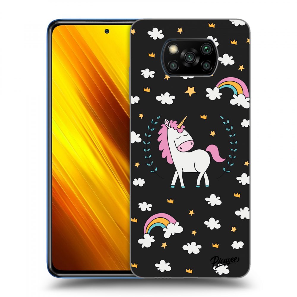 Picasee silikonový černý obal pro Xiaomi Poco X3 - Unicorn star heaven