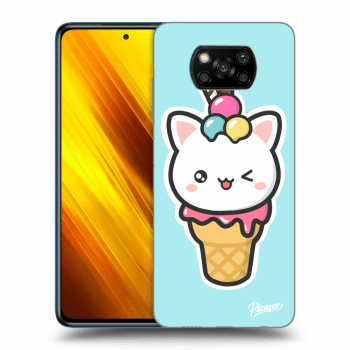 Picasee silikonový průhledný obal pro Xiaomi Poco X3 - Ice Cream Cat