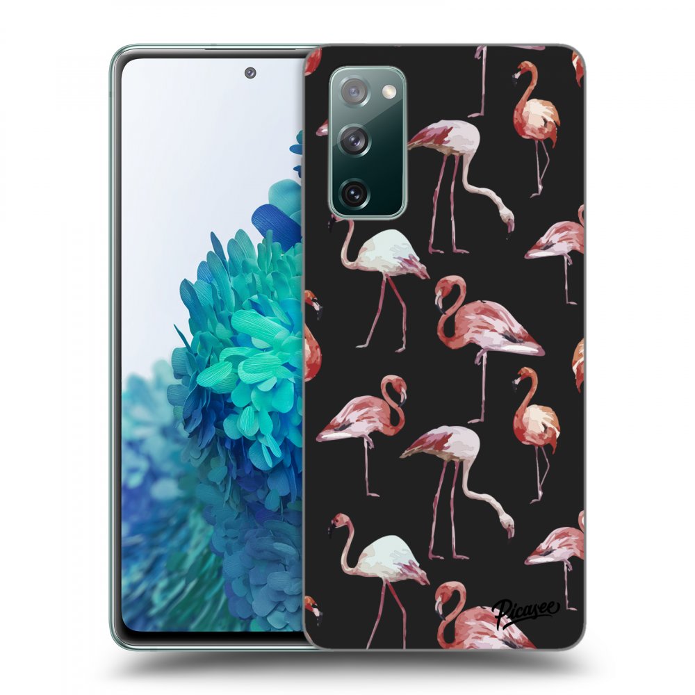 Picasee silikonový černý obal pro Samsung Galaxy S20 FE - Flamingos