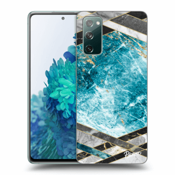 Picasee silikonový průhledný obal pro Samsung Galaxy S20 FE - Blue geometry