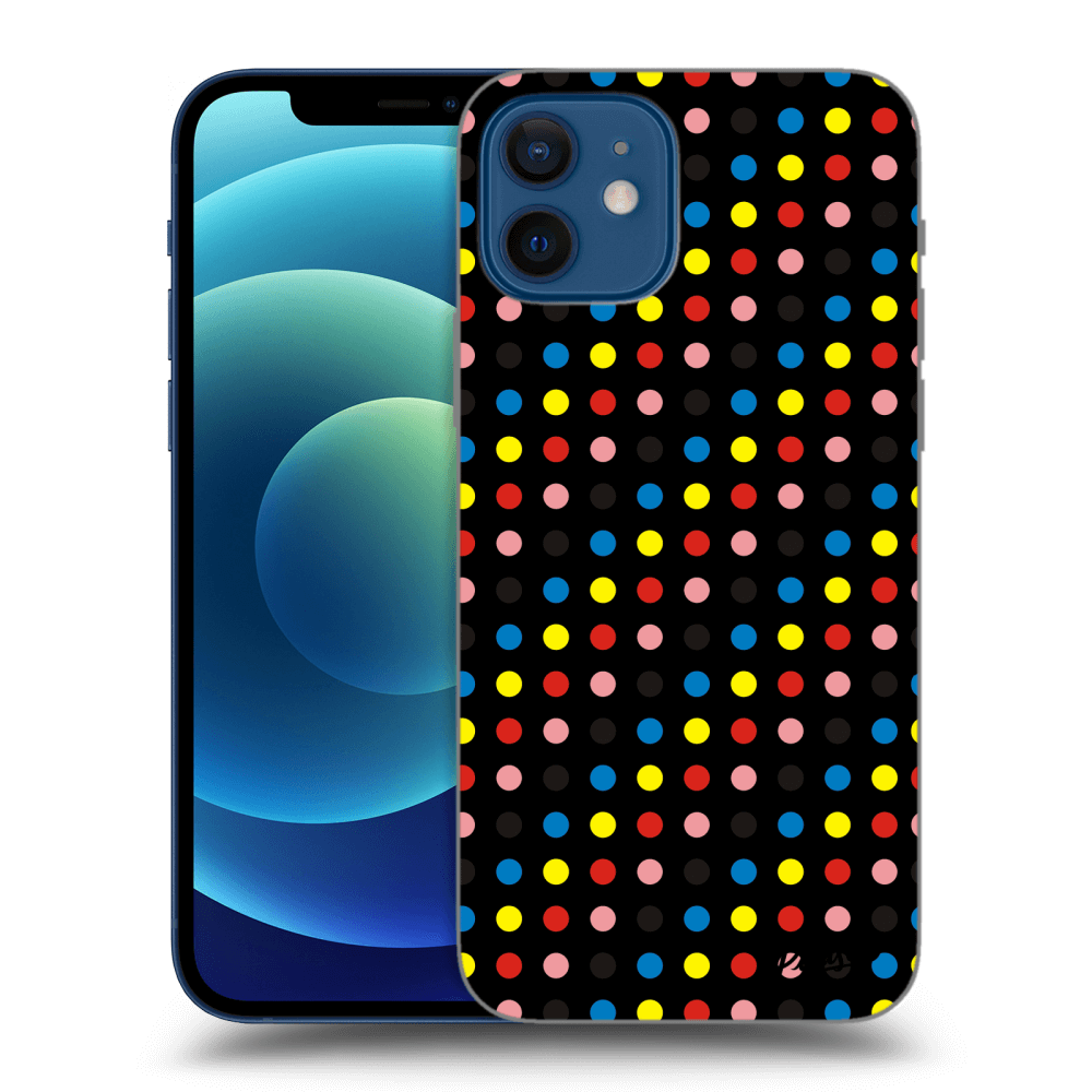 Picasee silikonový černý obal pro Apple iPhone 12 - Colorful dots