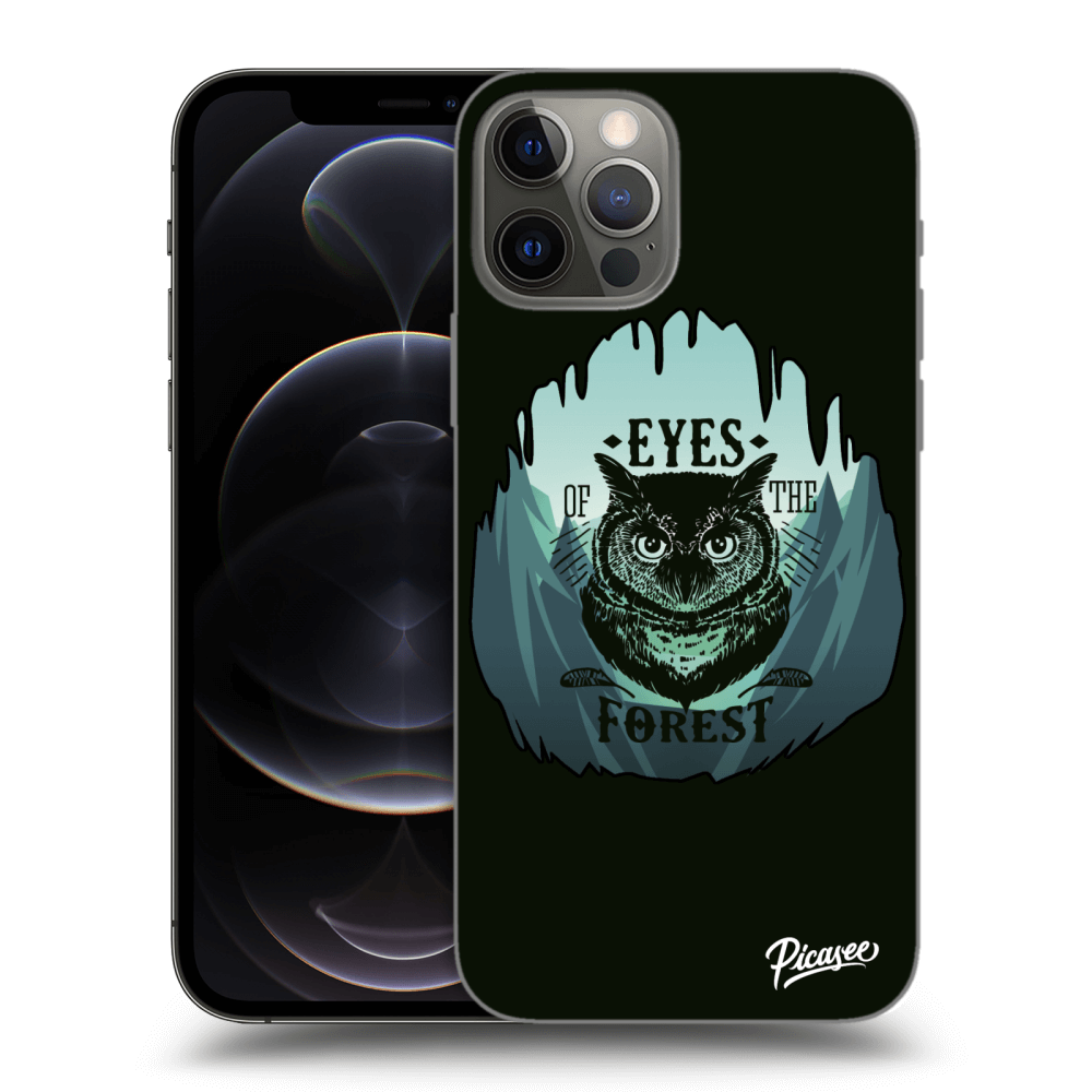 Picasee silikonový černý obal pro Apple iPhone 12 Pro - Forest owl