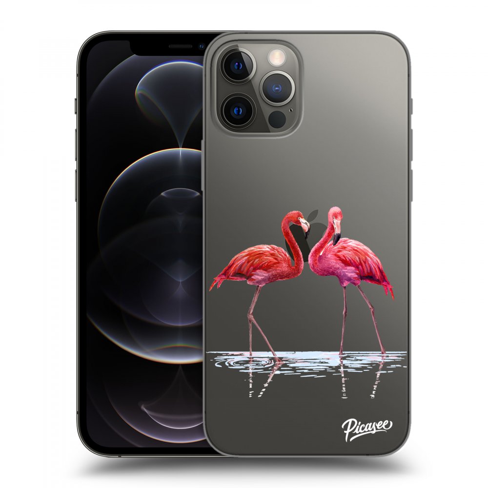 Picasee silikonový průhledný obal pro Apple iPhone 12 Pro - Flamingos couple