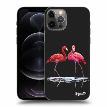 Picasee silikonový černý obal pro Apple iPhone 12 Pro - Flamingos couple