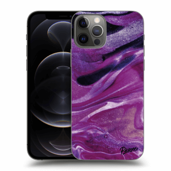 Picasee silikonový černý obal pro Apple iPhone 12 Pro - Purple glitter