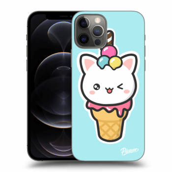 Picasee silikonový černý obal pro Apple iPhone 12 Pro - Ice Cream Cat