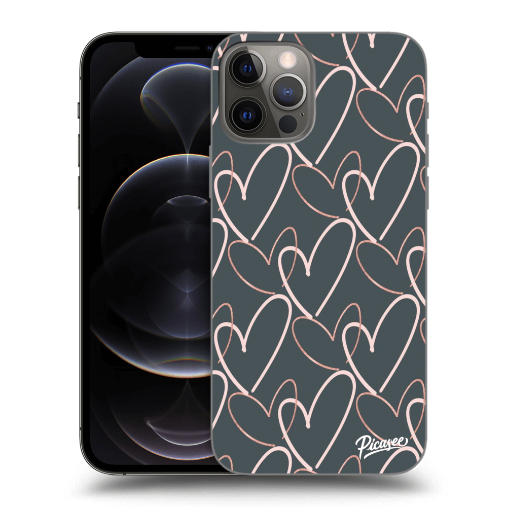 Picasee silikonový černý obal pro Apple iPhone 12 Pro - Lots of love