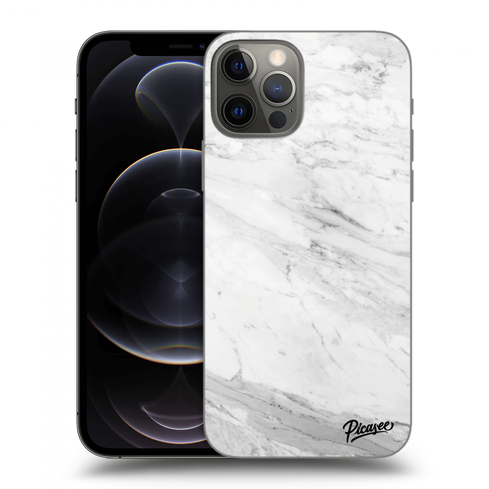 Picasee silikonový průhledný obal pro Apple iPhone 12 Pro - White marble