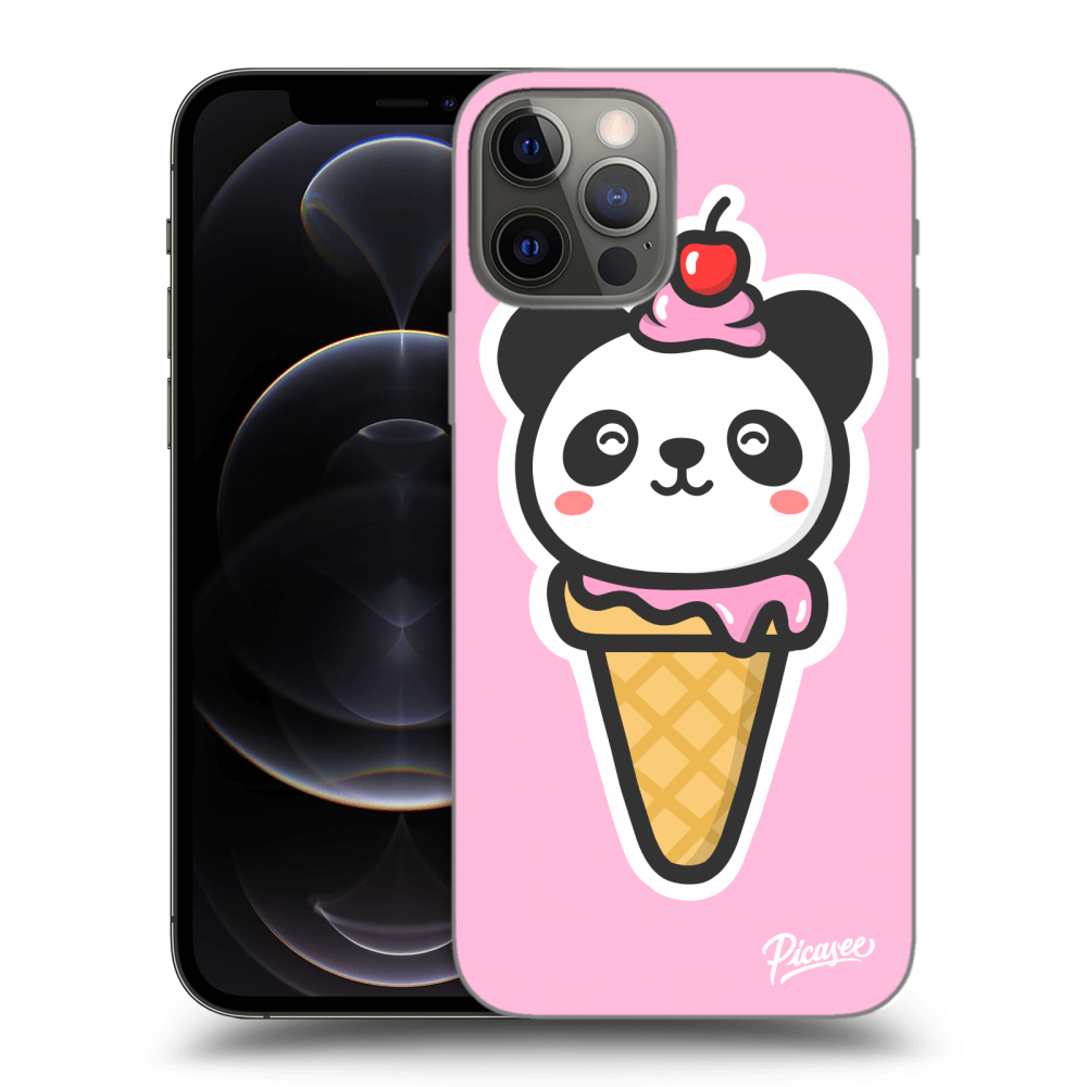 Picasee silikonový černý obal pro Apple iPhone 12 Pro - Ice Cream Panda
