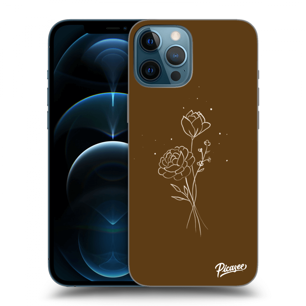 Picasee silikonový průhledný obal pro Apple iPhone 12 Pro Max - Brown flowers