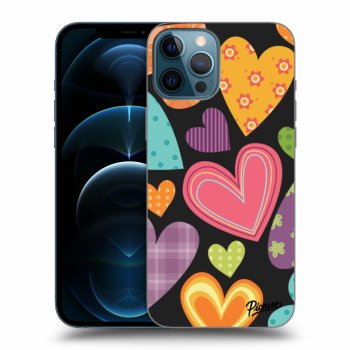 Picasee silikonový černý obal pro Apple iPhone 12 Pro Max - Colored heart