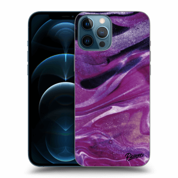 Picasee silikonový černý obal pro Apple iPhone 12 Pro Max - Purple glitter