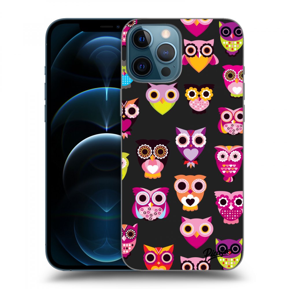 Picasee silikonový černý obal pro Apple iPhone 12 Pro Max - Owls
