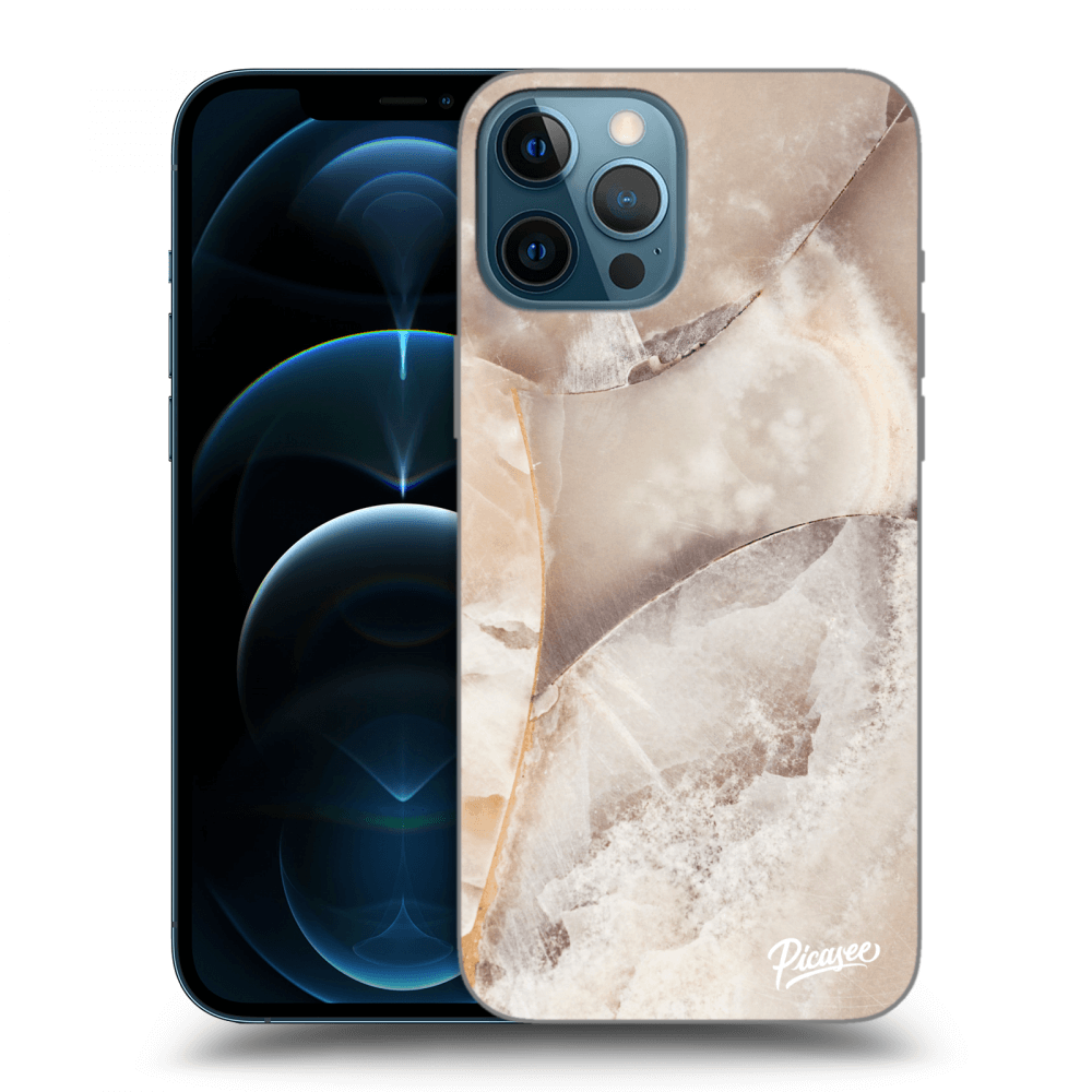 Picasee silikonový černý obal pro Apple iPhone 12 Pro Max - Cream marble