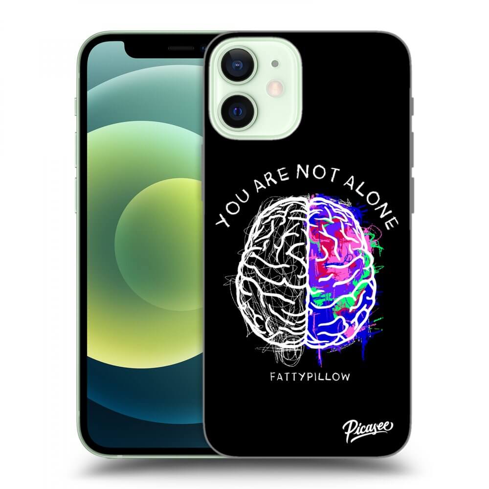 Picasee silikonový černý obal pro Apple iPhone 12 mini - Brain - White