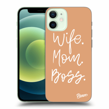Picasee silikonový průhledný obal pro Apple iPhone 12 mini - Boss Mama
