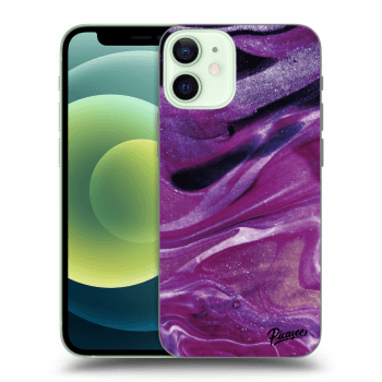 Picasee silikonový průhledný obal pro Apple iPhone 12 mini - Purple glitter