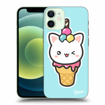 Picasee silikonový černý obal pro Apple iPhone 12 mini - Ice Cream Cat
