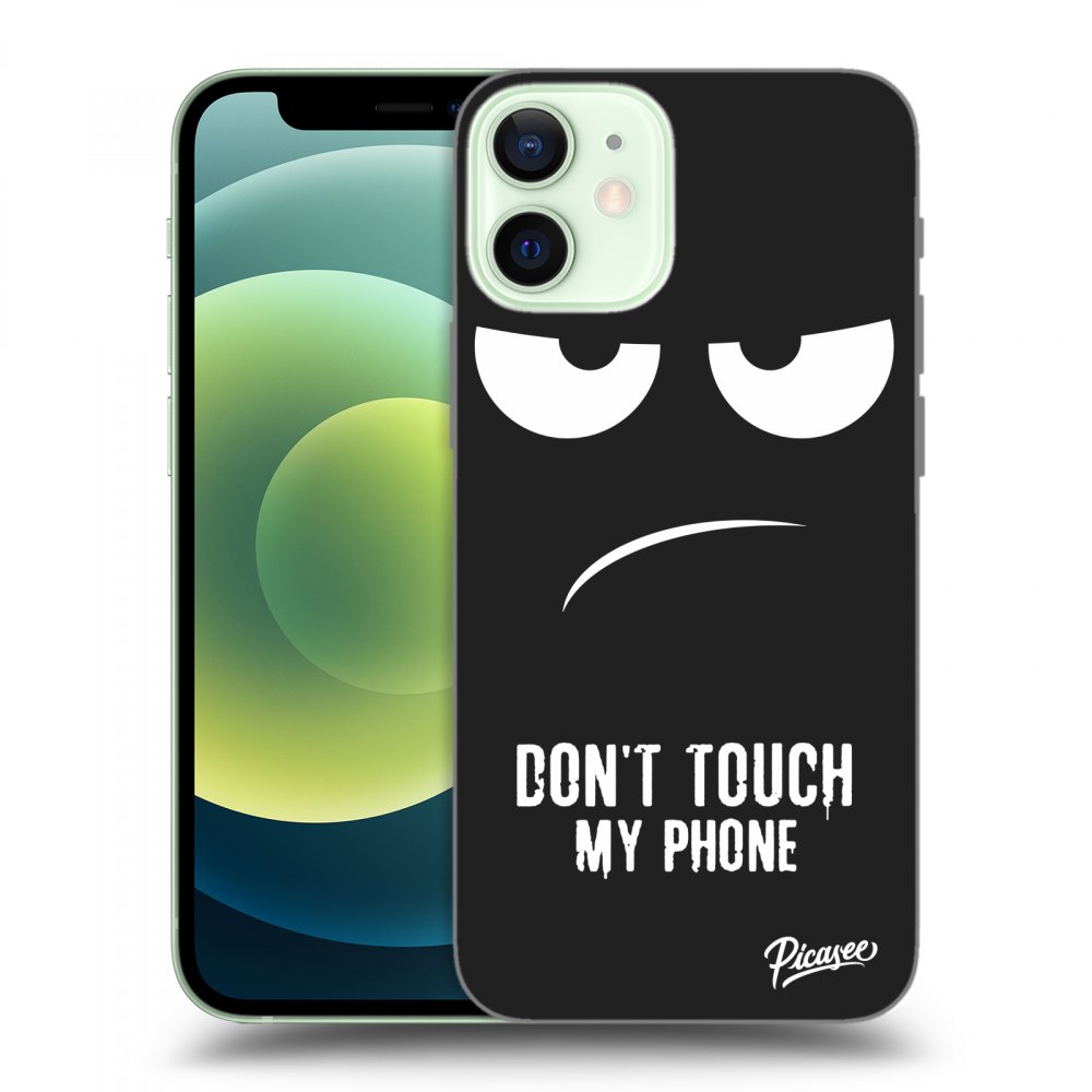 Picasee silikonový černý obal pro Apple iPhone 12 mini - Don't Touch My Phone