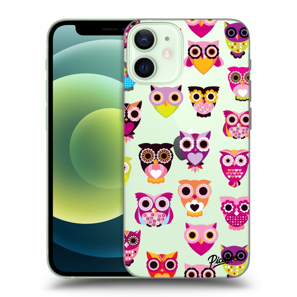 Picasee silikonový průhledný obal pro Apple iPhone 12 mini - Owls