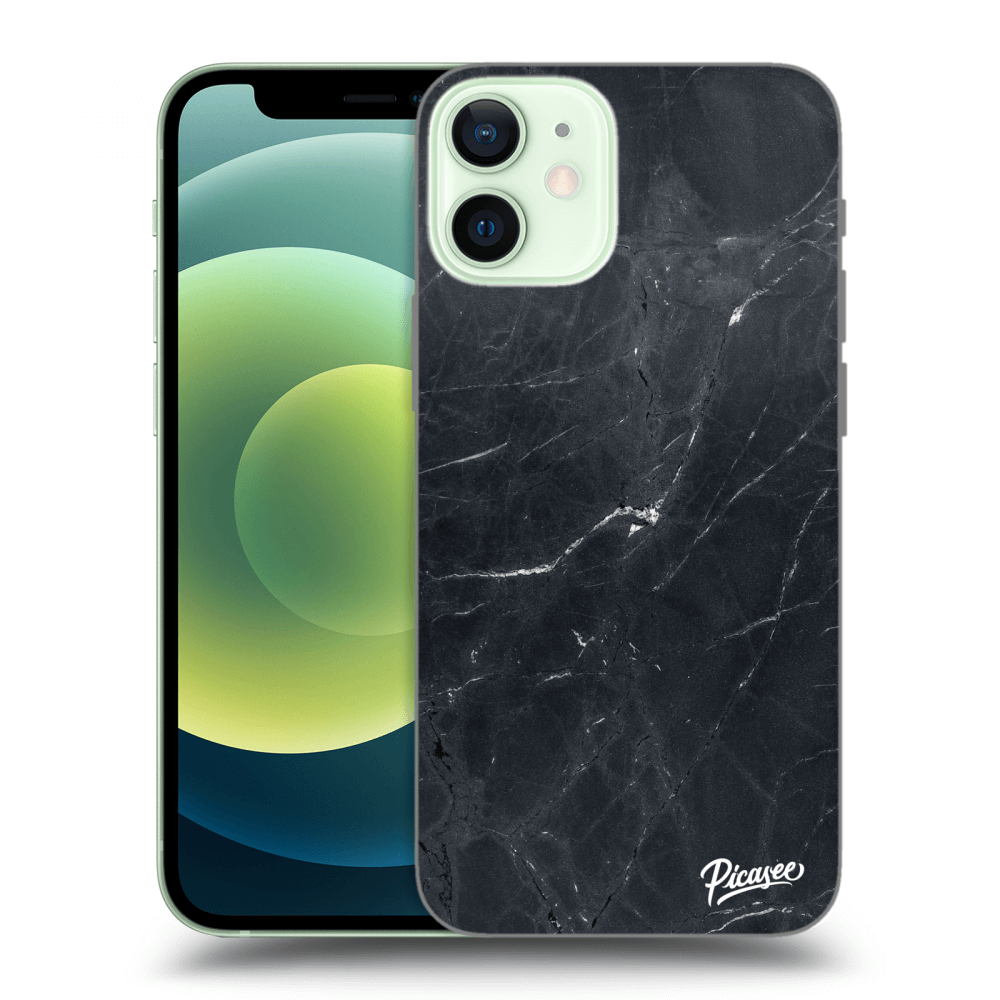 Picasee silikonový průhledný obal pro Apple iPhone 12 mini - Black marble