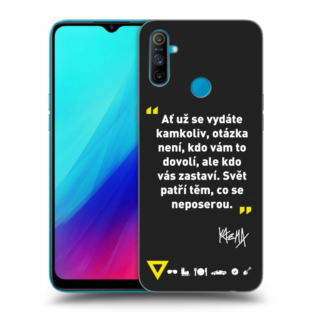 Picasee silikonový černý obal pro Realme C3 - Kazma - SVĚT PATŘÍ TĚM, CO SE NEPOSEROU