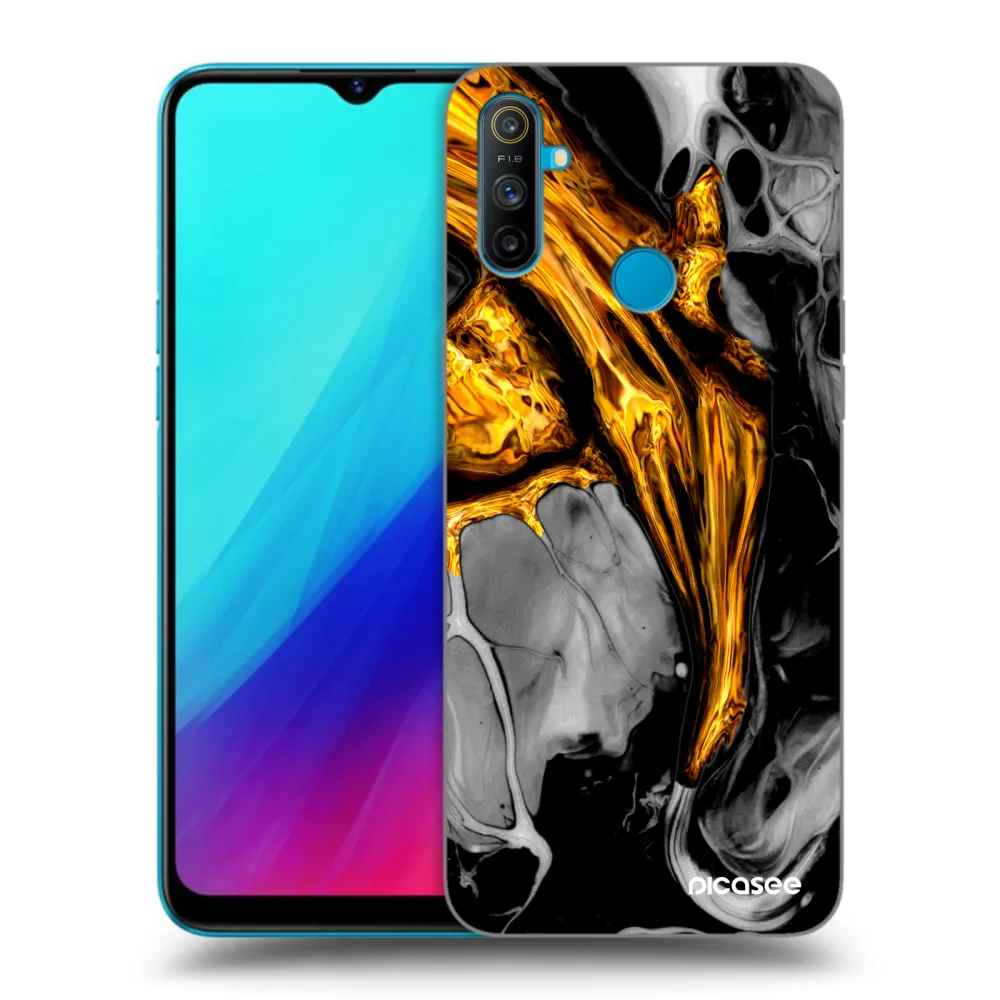 Picasee silikonový černý obal pro Realme C3 - Black Gold