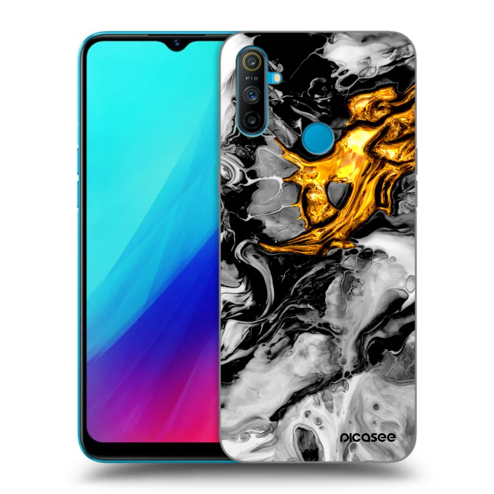 Picasee silikonový černý obal pro Realme C3 - Black Gold 2