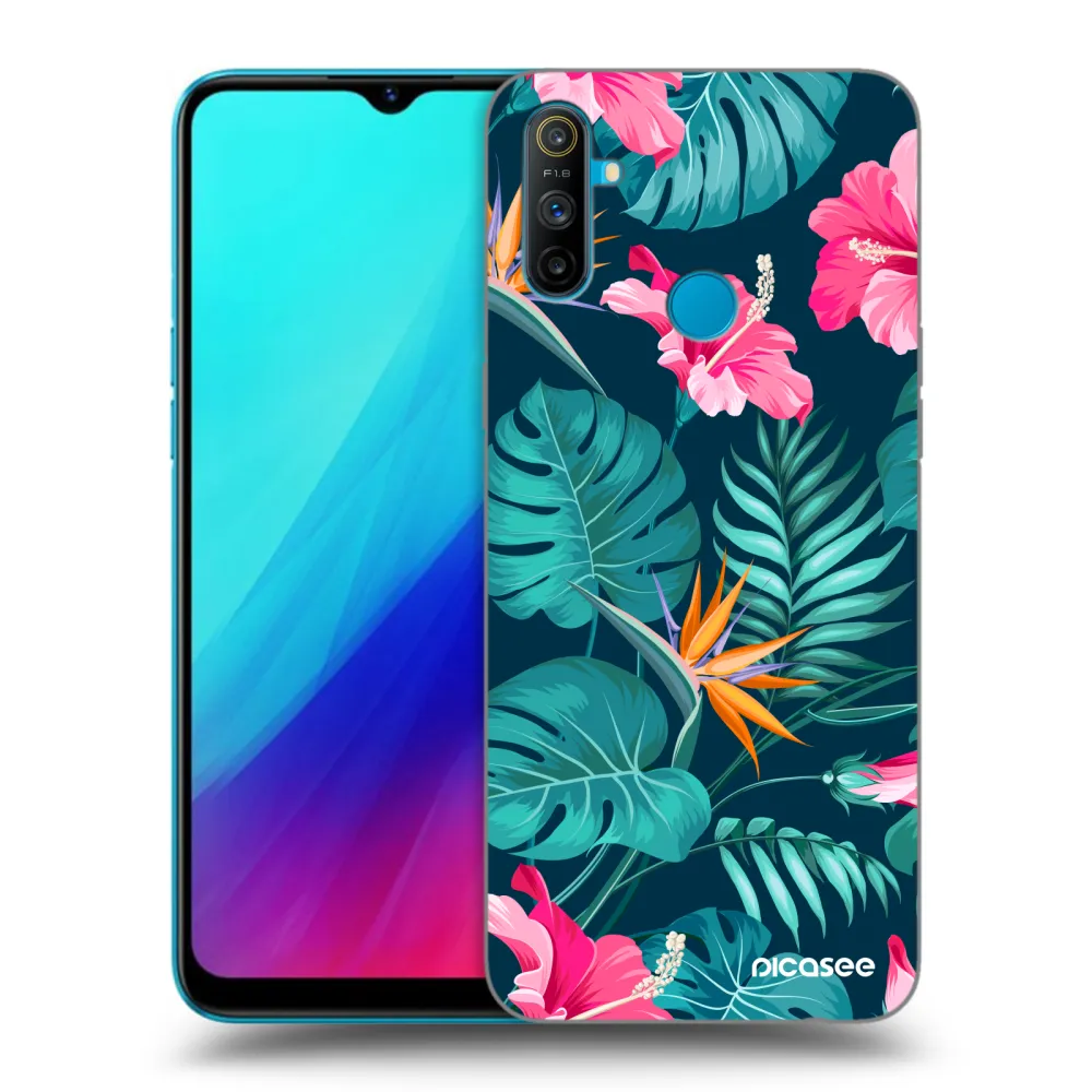 Picasee silikonový černý obal pro Realme C3 - Pink Monstera