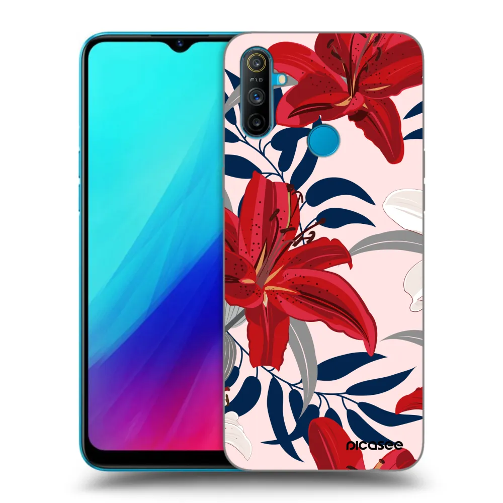 Picasee silikonový černý obal pro Realme C3 - Red Lily
