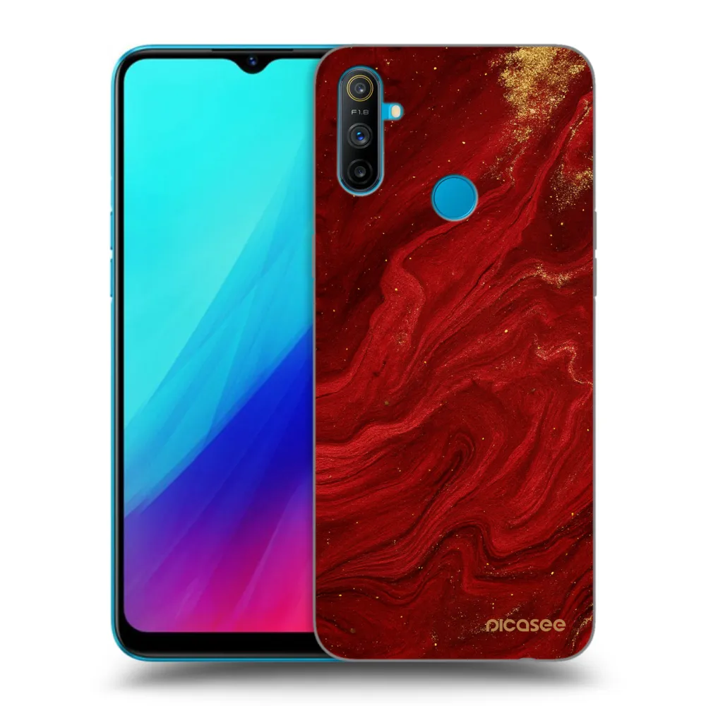 Picasee silikonový černý obal pro Realme C3 - Červená