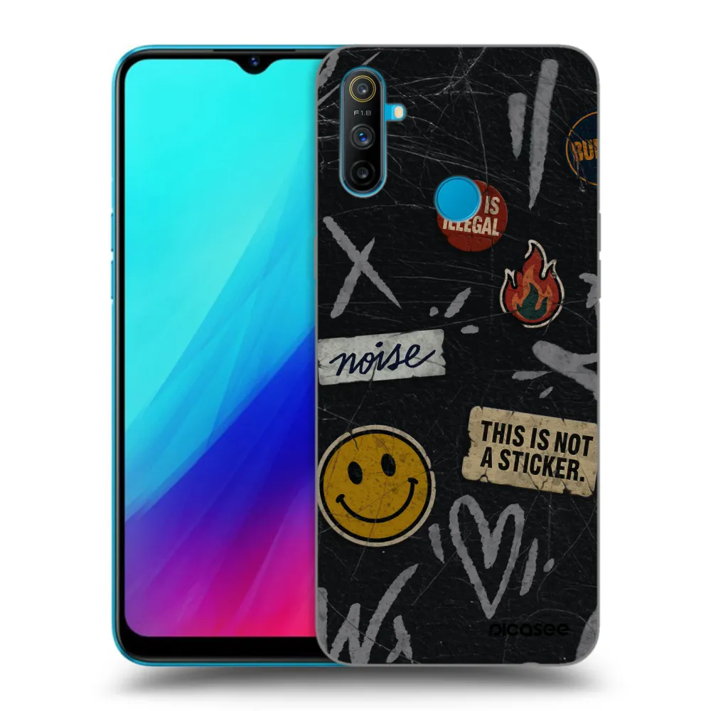 Picasee silikonový černý obal pro Realme C3 - STICKERS x TAGS