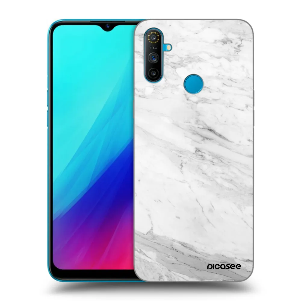 Picasee silikonový černý obal pro Realme C3 - White marble