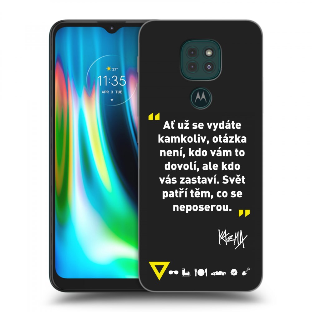 Picasee silikonový černý obal pro Motorola Moto G9 Play - Kazma - SVĚT PATŘÍ TĚM, CO SE NEPOSEROU