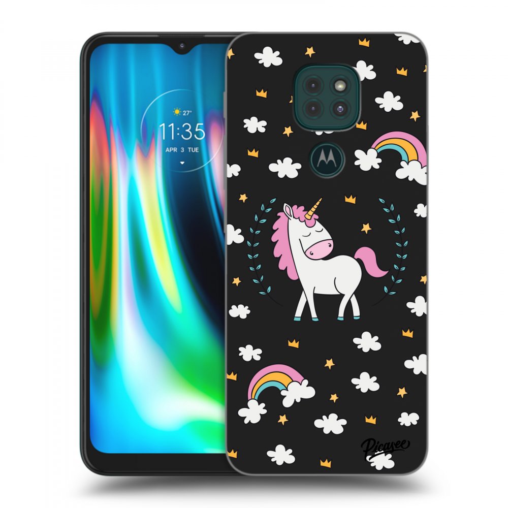 Picasee silikonový černý obal pro Motorola Moto G9 Play - Unicorn star heaven