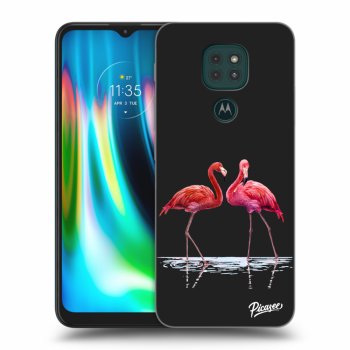 Picasee silikonový černý obal pro Motorola Moto G9 Play - Flamingos couple