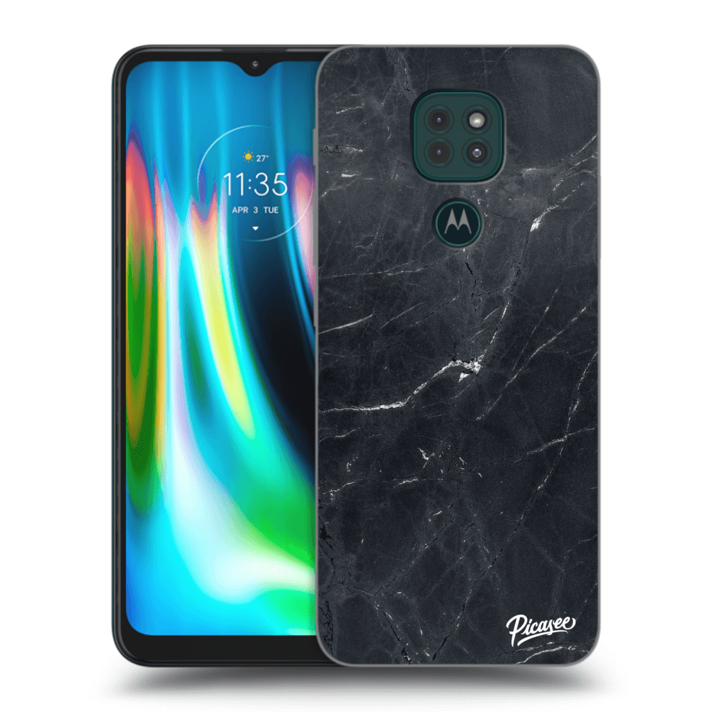 Picasee silikonový průhledný obal pro Motorola Moto G9 Play - Black marble